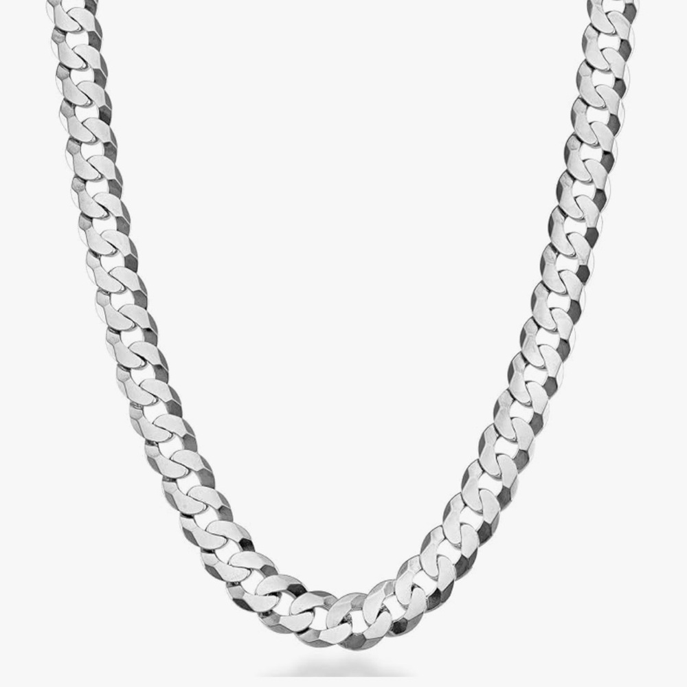 Italian Solid 925 Sterling Silver 7mm Cuban Link Curb Statement Necklace